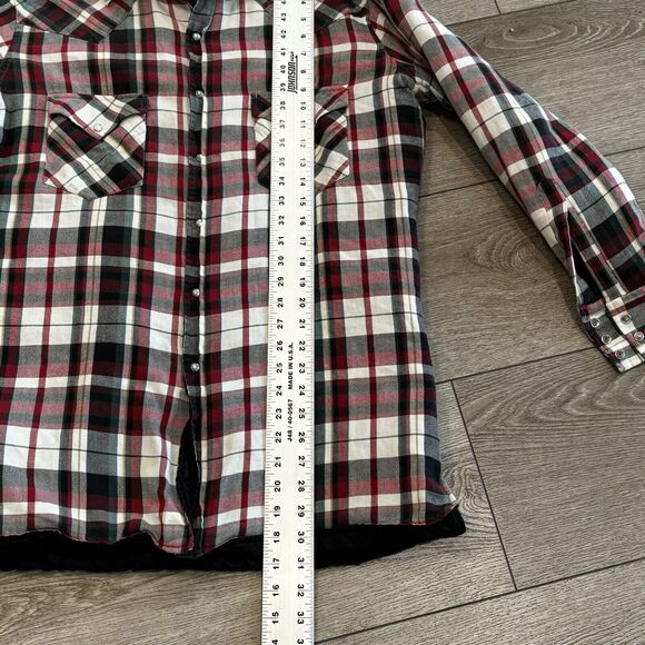 Vintage Ely Cattleman Men’s Medium Insulated Flannel Red/Black Plaid Pearl Snap - Picture 5 of 9